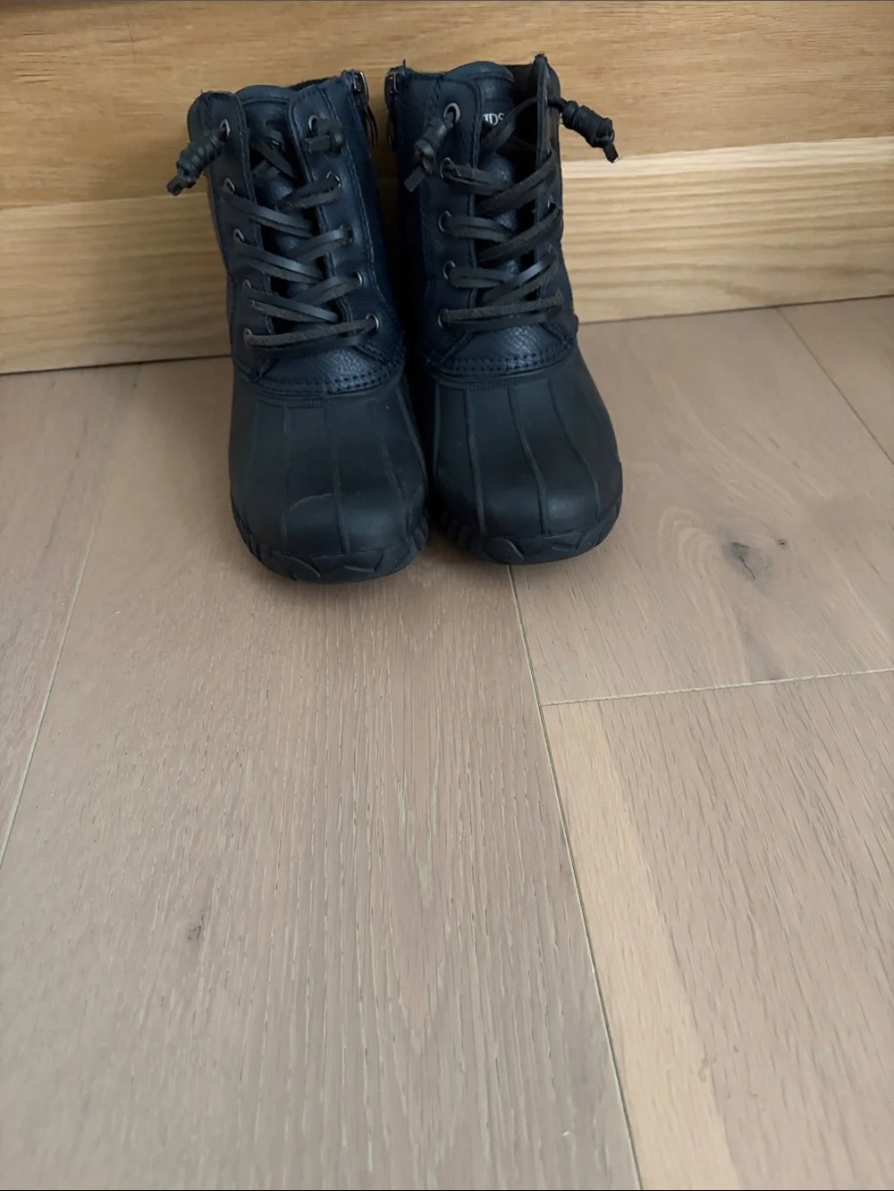 Kids Waterproof Black Lace-Up Rain & Snow Boots